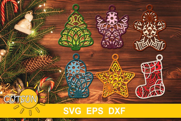 Huge Christmas Ornaments Bundle for Glowforge | Laser cutters SVG files