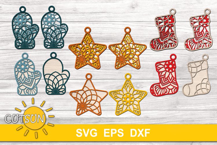 Huge Christmas Ornaments Bundle for Glowforge | Laser cutters SVG files