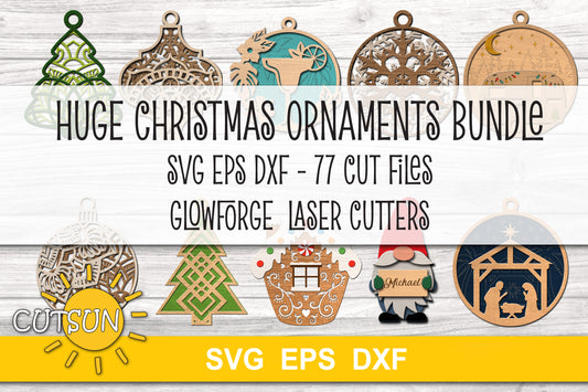 Huge Christmas Ornaments Bundle for Glowforge | Laser cutters SVG files
