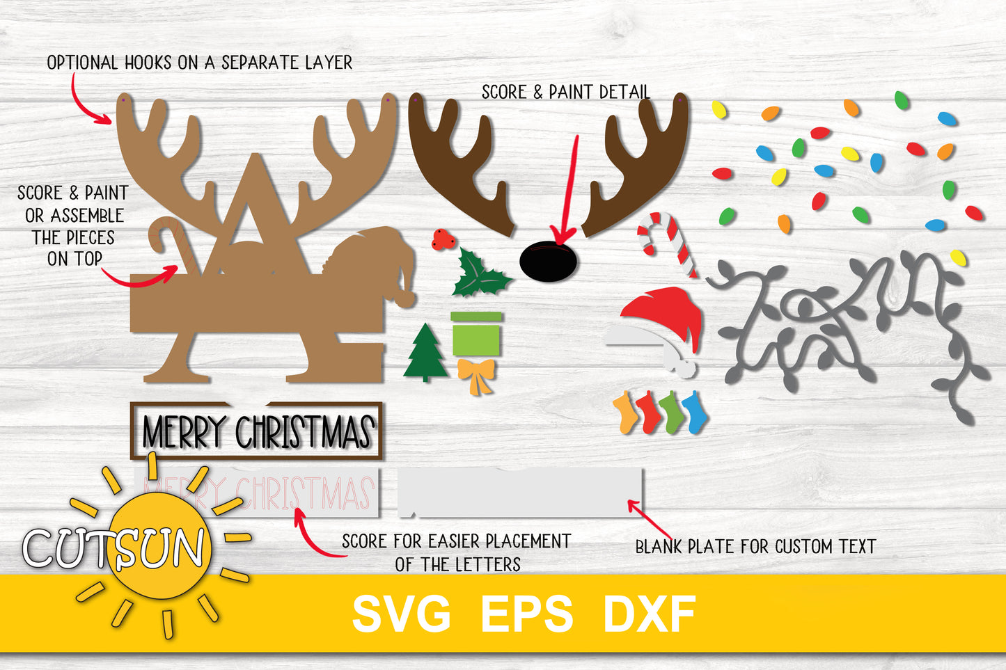 Christmas Monogram Door Hanger SVG Bundle | Christmas door hanger SVG | Laser cut file