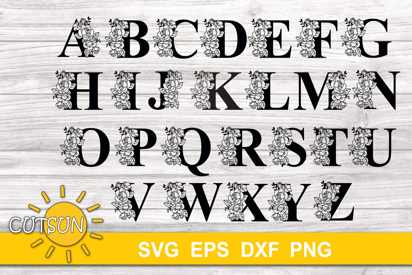Floral Alphabet SVG