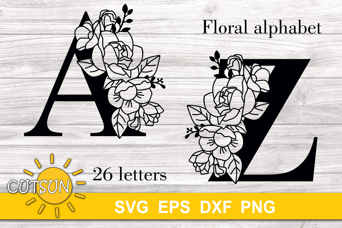 Floral Alphabet SVG