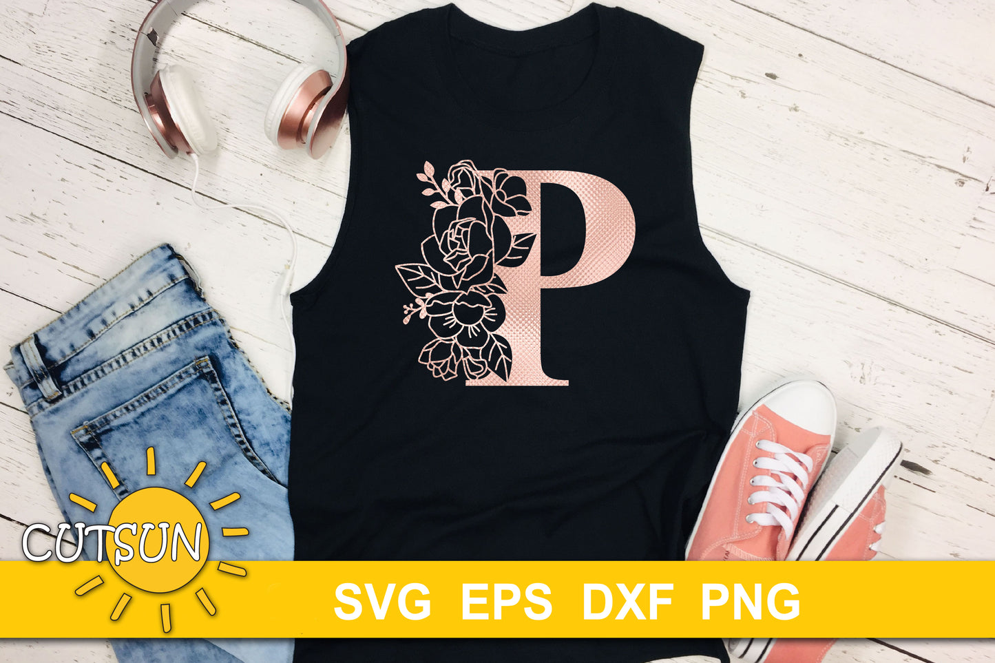 Floral Alphabet SVG