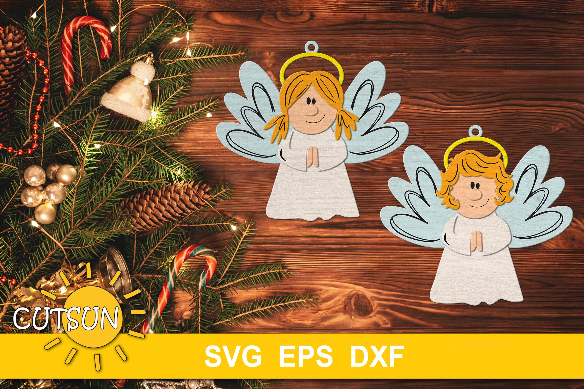 Angels Christmas ornaments SVG