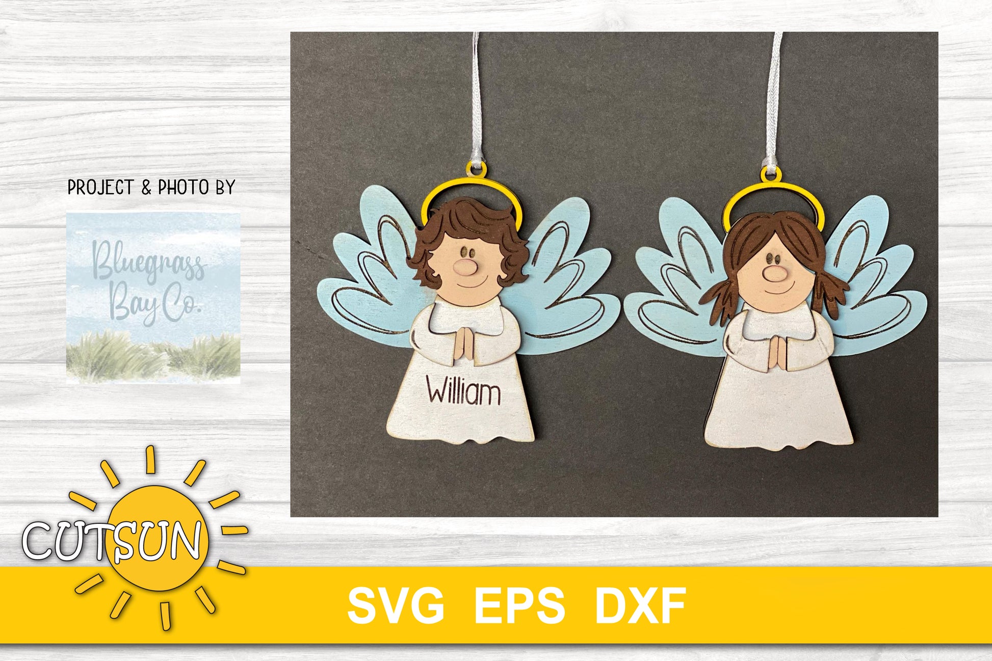 Angels Christmas ornaments SVG