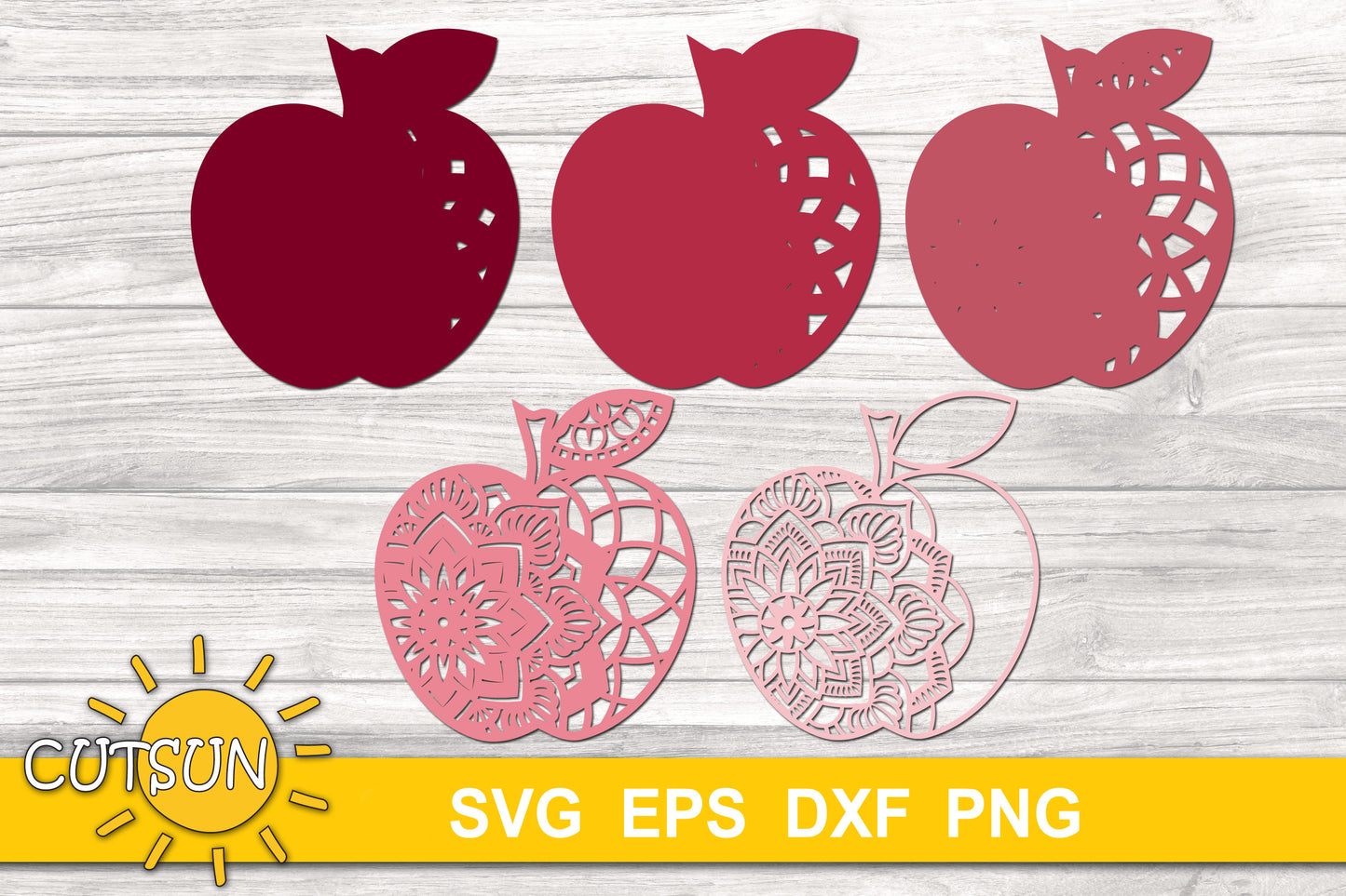 3D Layered Apple mandala SVG