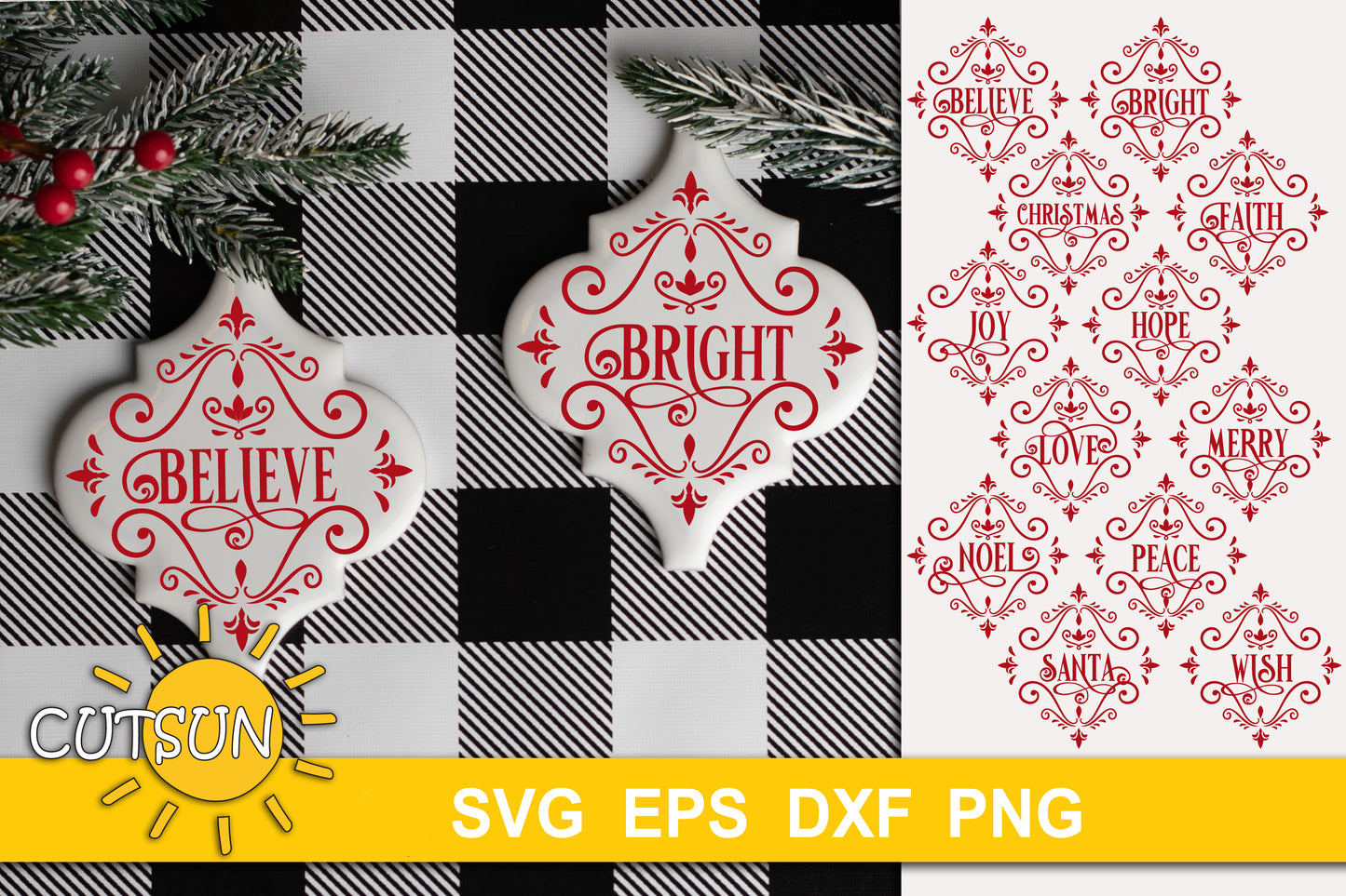 Arabesque Tile Christmas Words