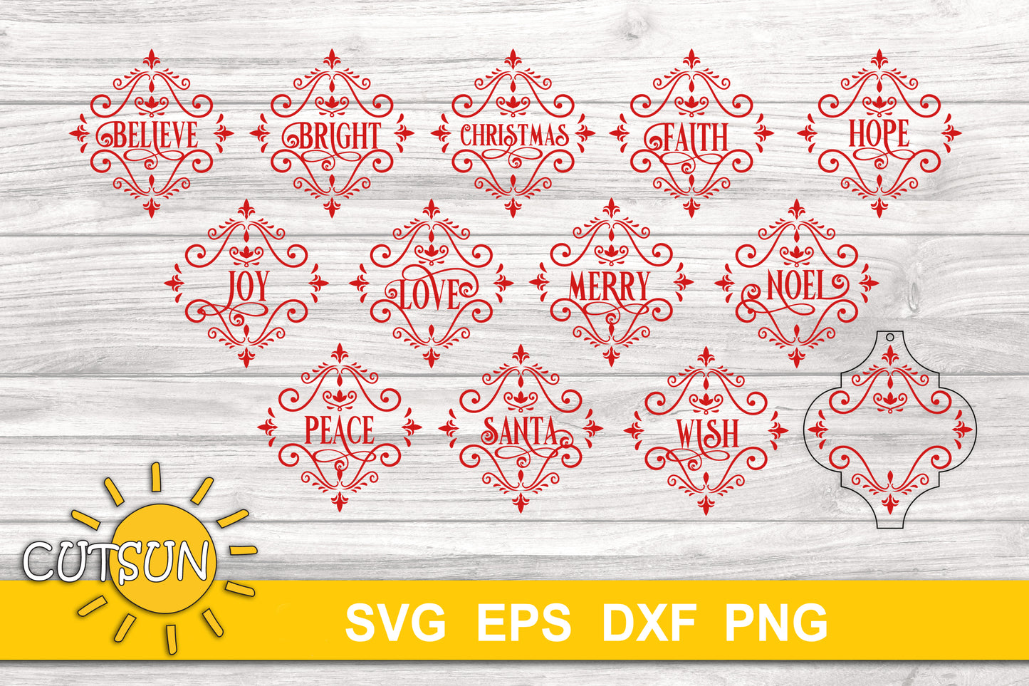 Arabesque Tile Christmas Words