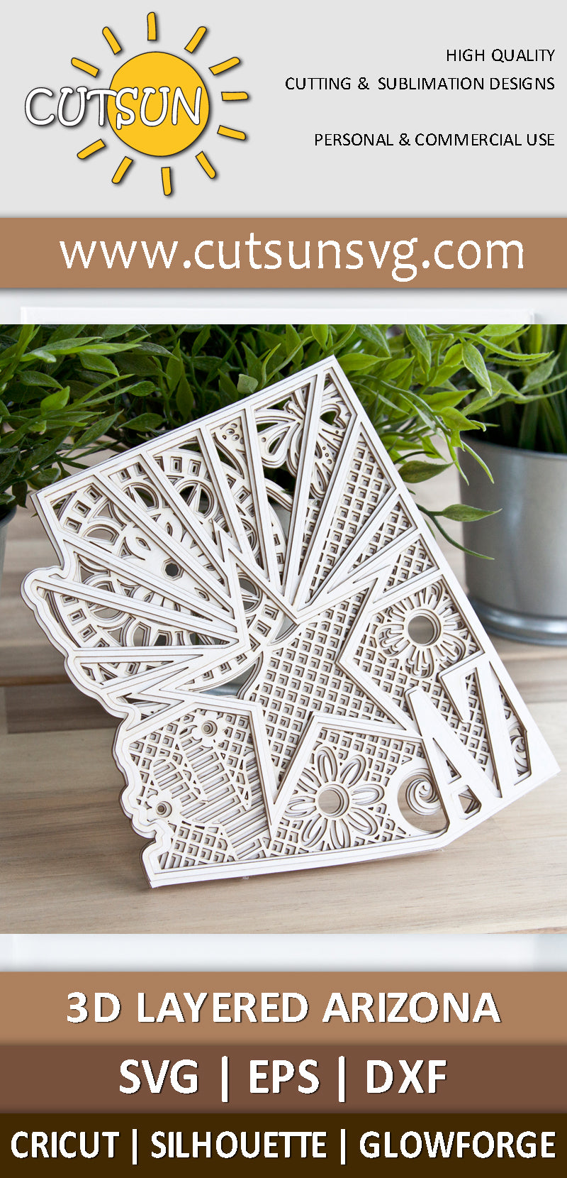 3D Layered Arizona Mandala SVG