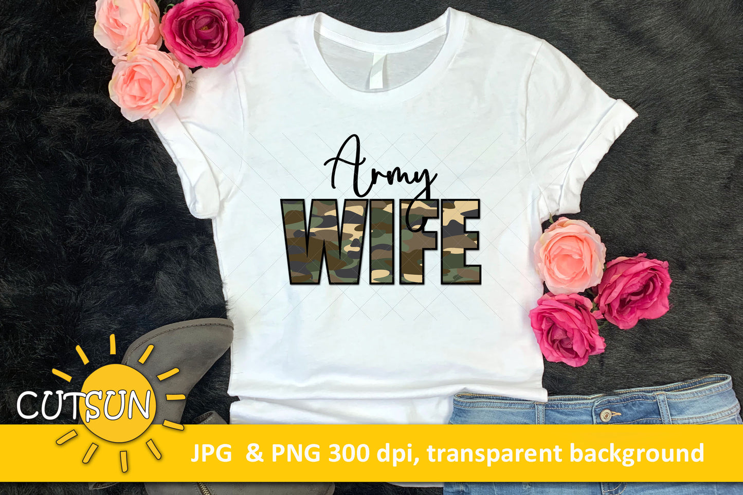 Army wife sublimation design
