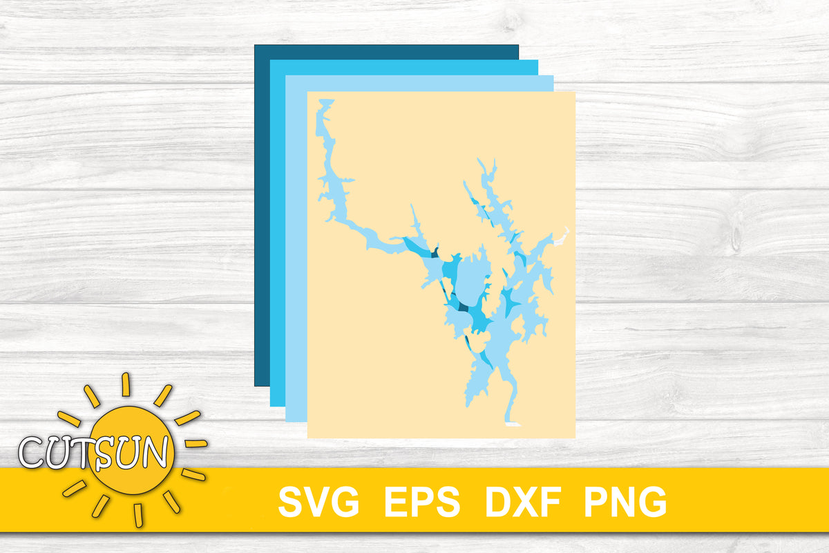 3D Layered Badin Lake depth map 4 layers Cutsunsvg