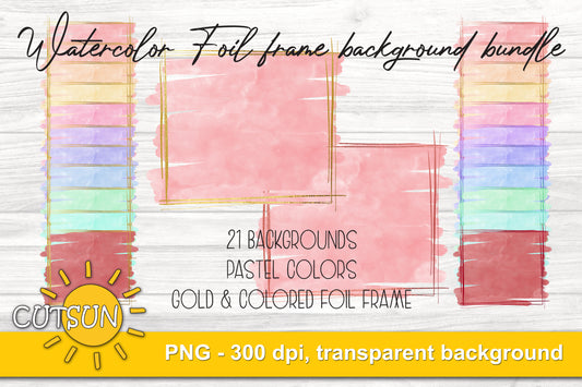 Watercolor Foil frame background bundle