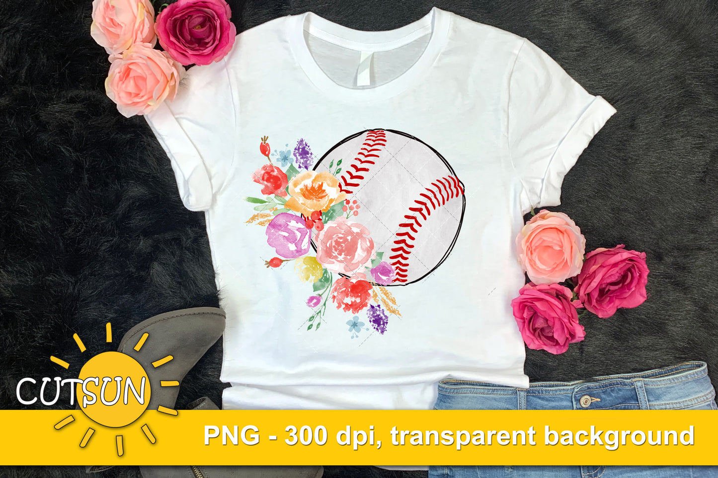 Floral Baseball sublimation design
