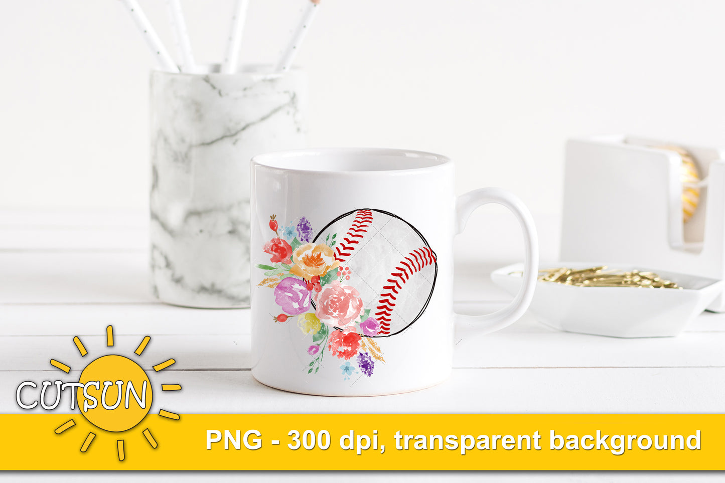 Floral Baseball sublimation design