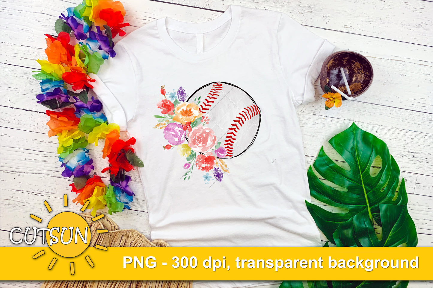 Floral Baseball sublimation design