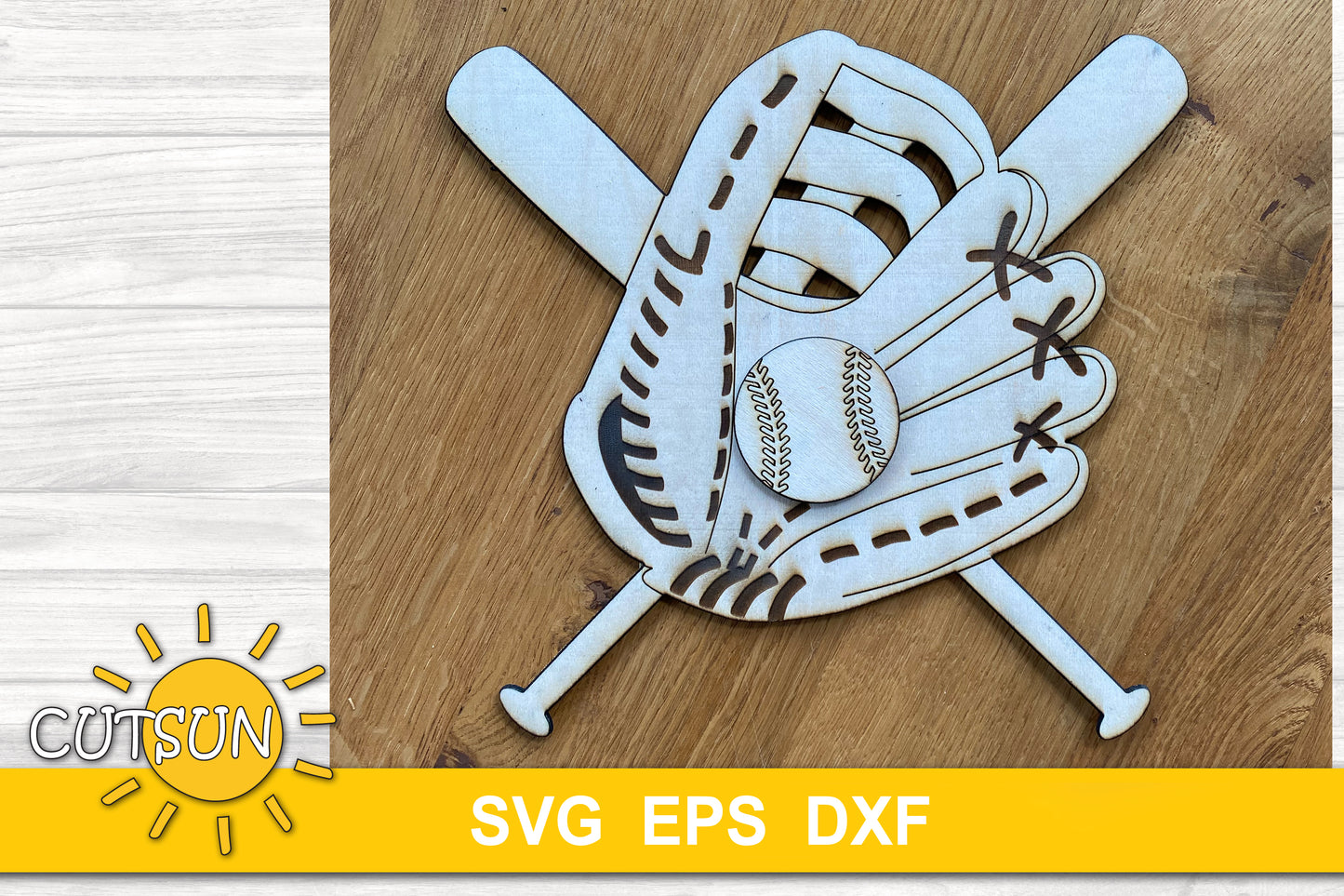 Baseball Glove and Bats Laser Cut Door Hanger SVG