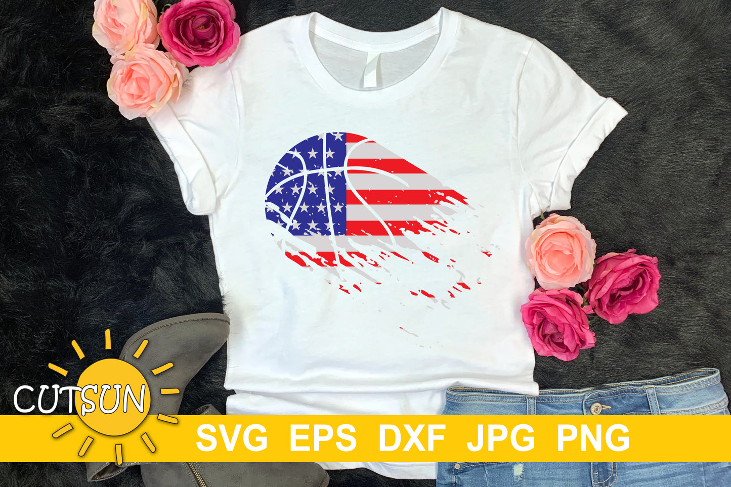 Patriotic Basketball SVG | Basketball Distressed SVG
