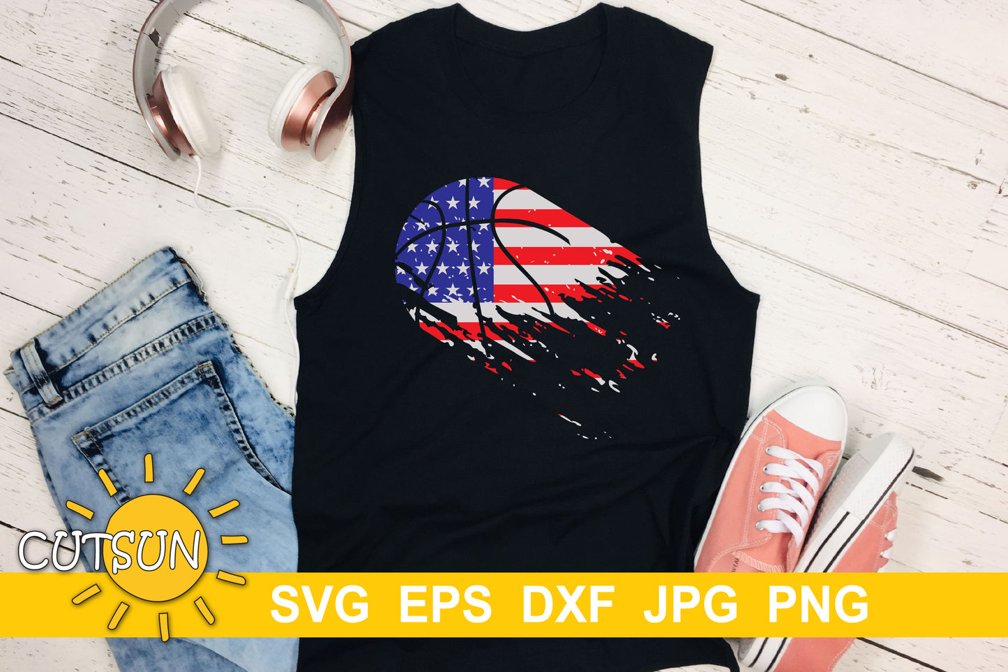 Patriotic Basketball SVG | Basketball Distressed SVG