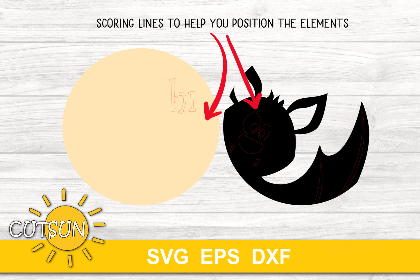Bat Hi Halloween door hanger svg - laser cut file