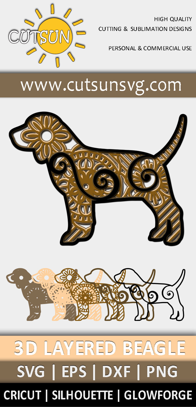 3D Layered Beagle SVG