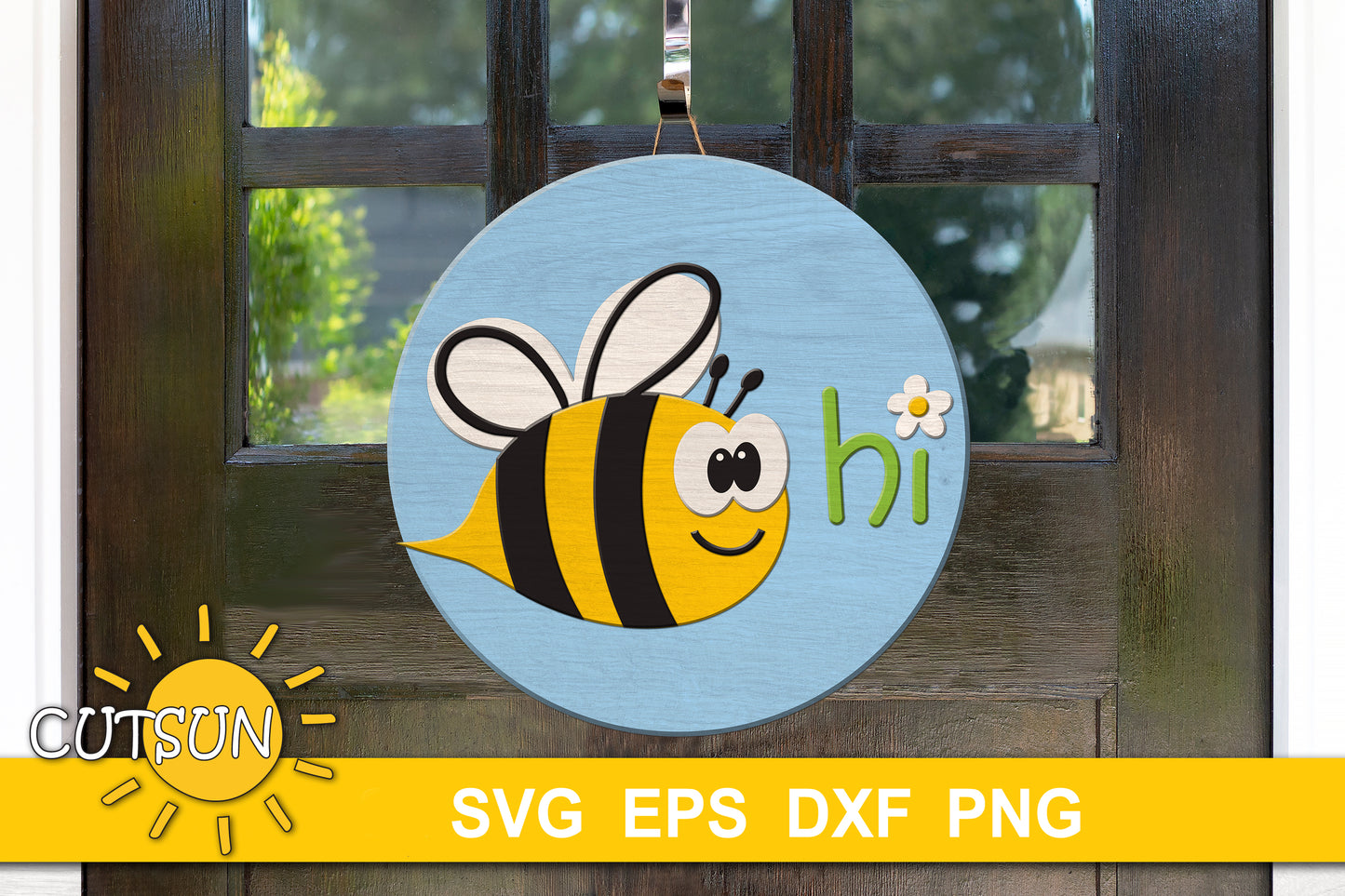 Bee hi door hanger SVG