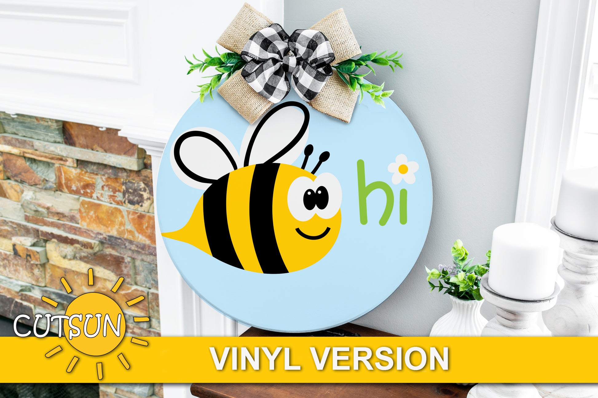 Bee hi door hanger SVG