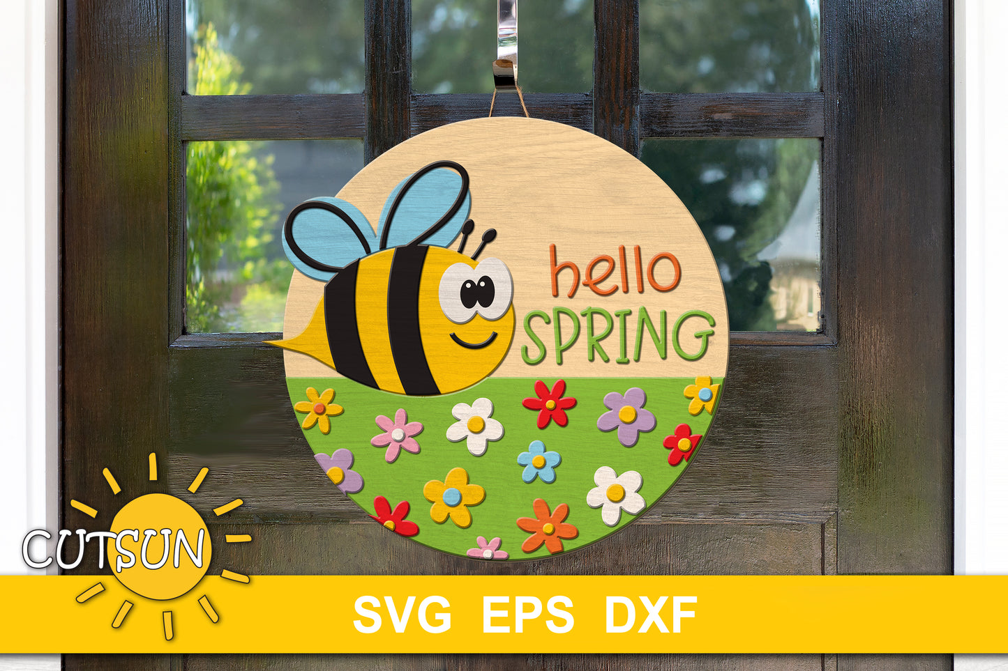 Hello Spring door hanger SVG