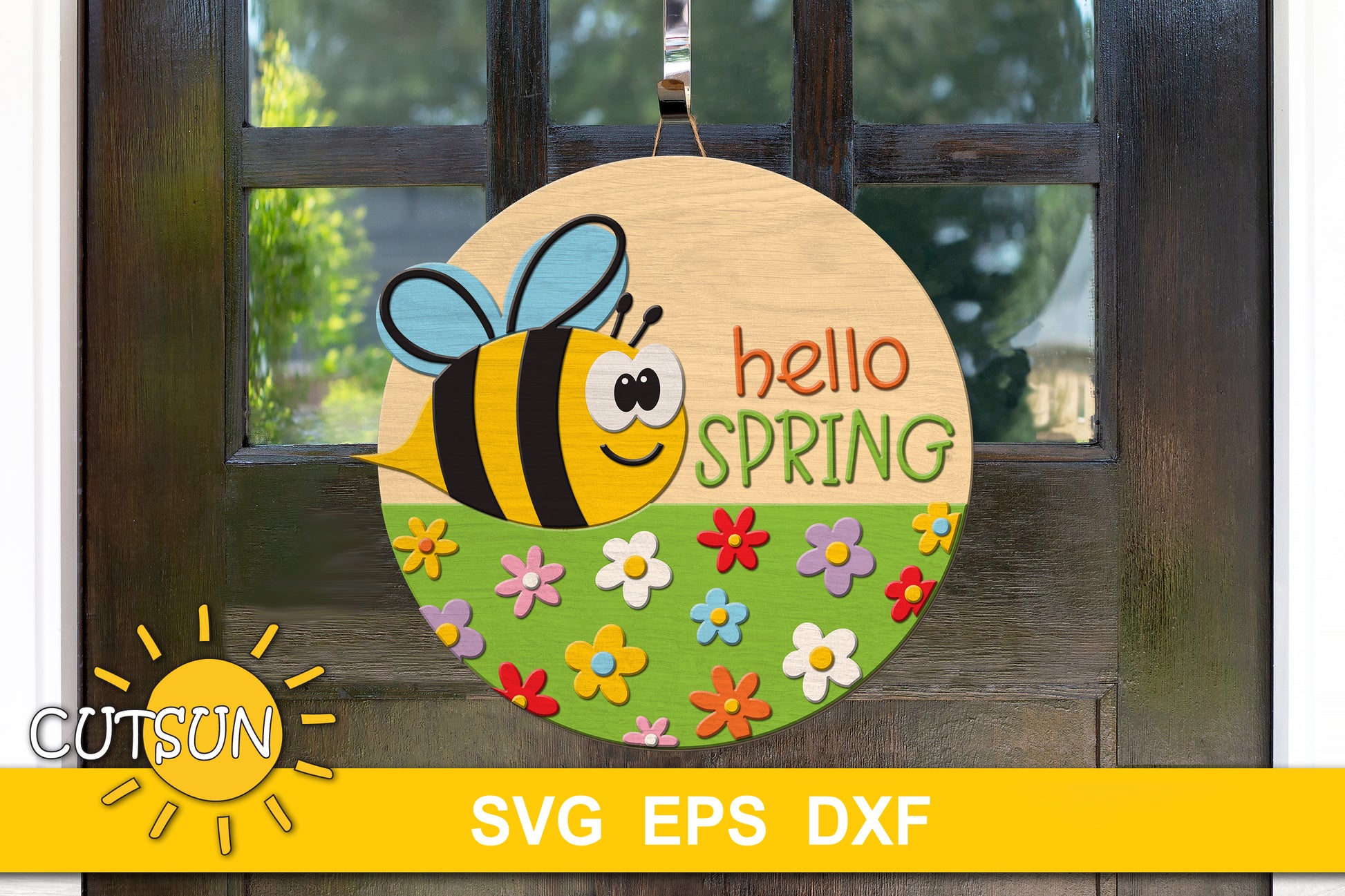 Hello Spring door hanger SVG