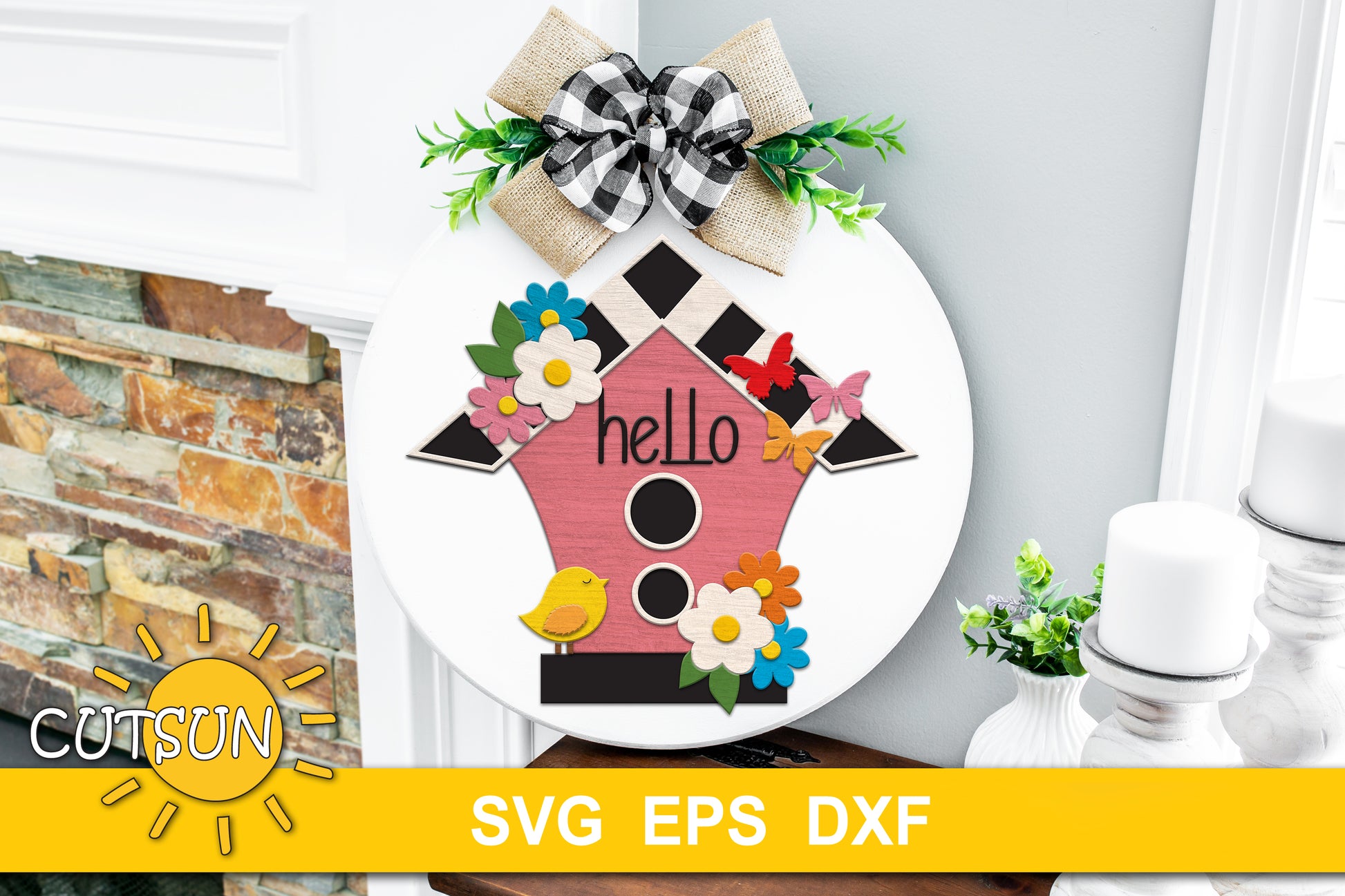 Birdhouse Door hanger SVG | Spring Door hanger SVG