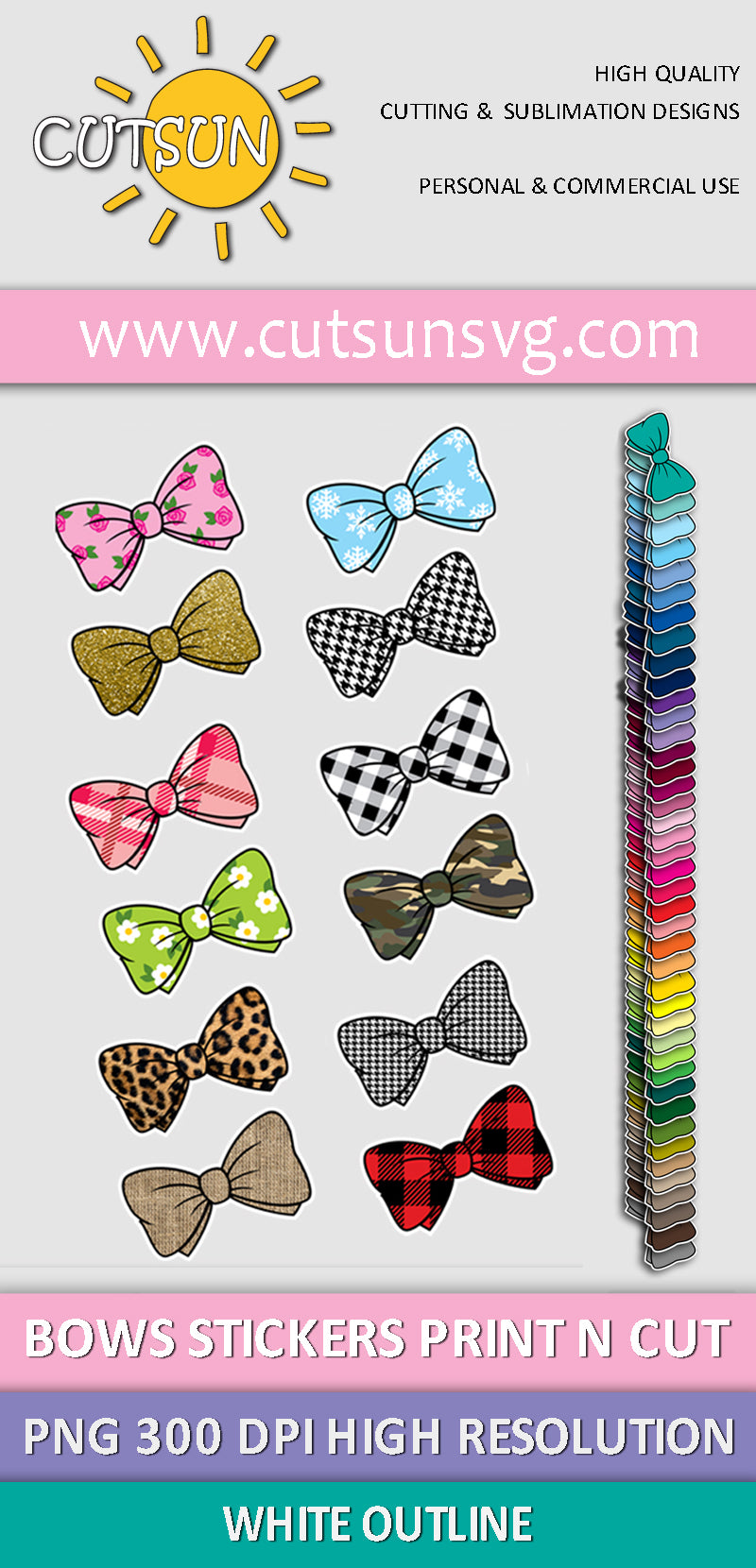 Bows Stickers for Print n Cut PNG