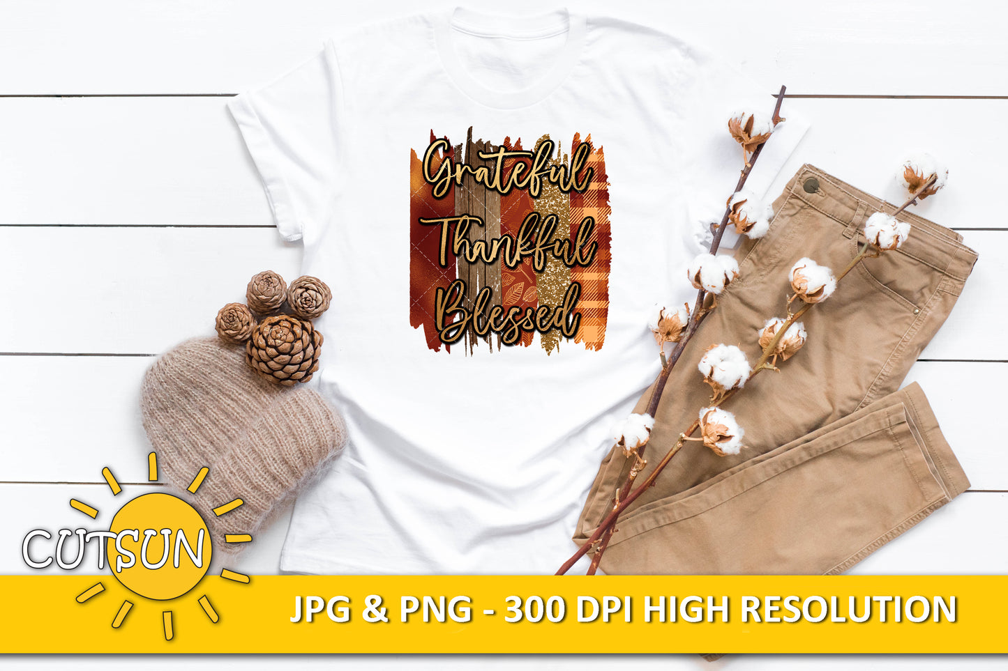 Grateful Thankful Blessed Fall PNG
