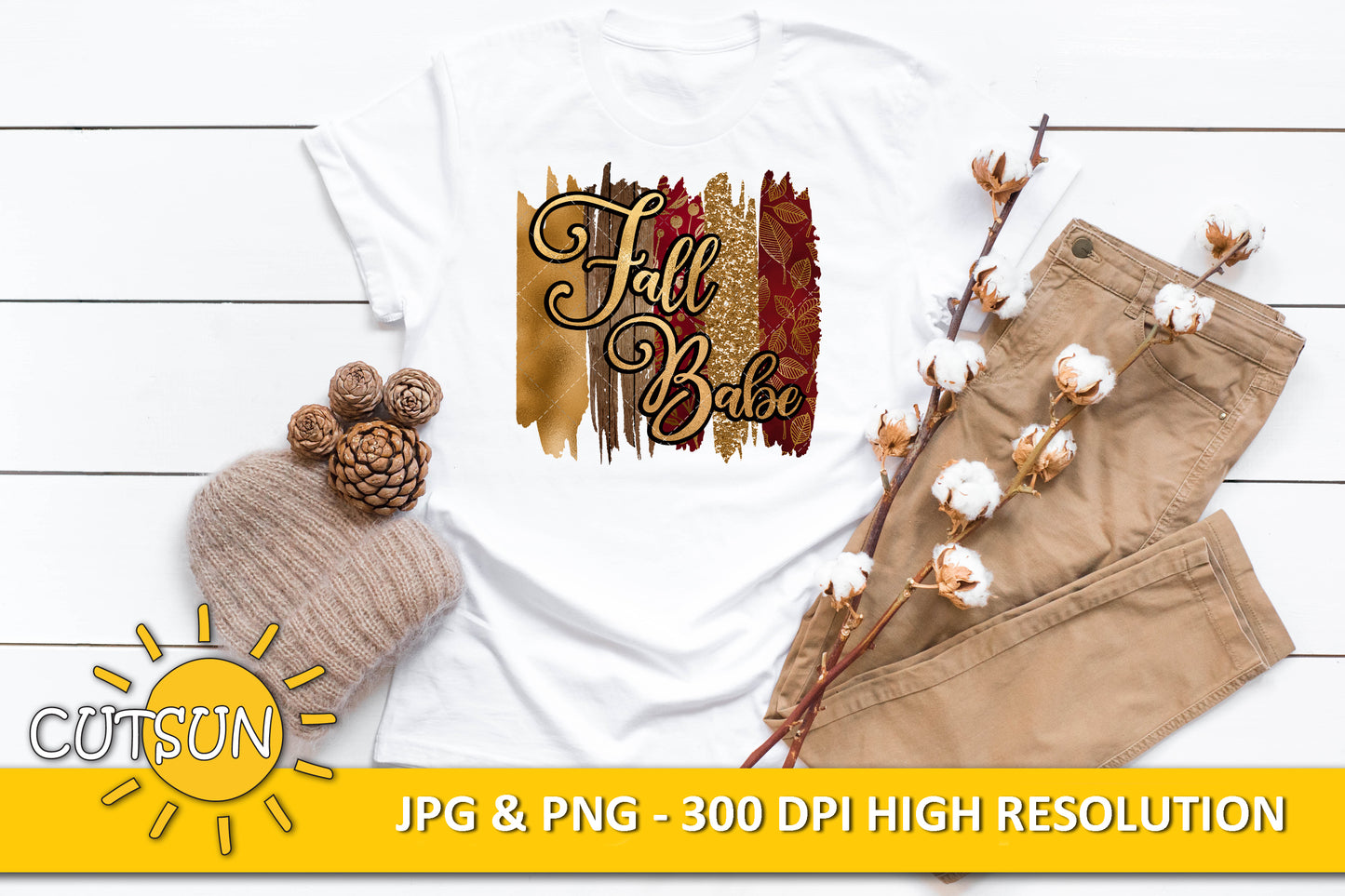 Fall Babe sublimation design brushstrokes
