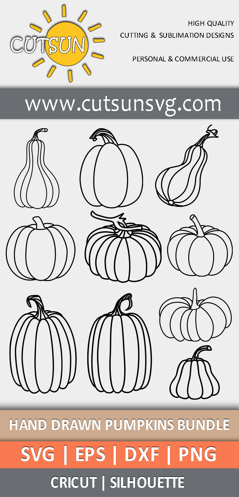 Hand Drawn Pumpkins SVG Bundle