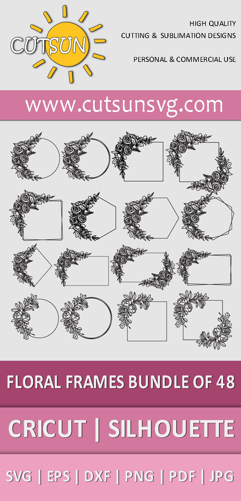 Floral Frames SVG bundle