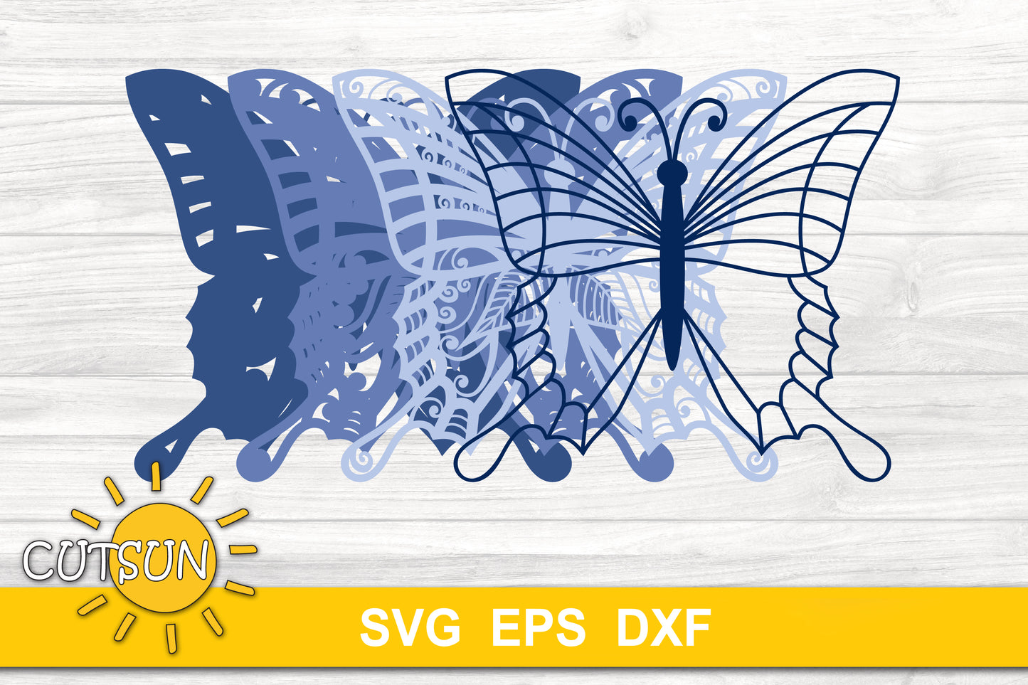 3D Layered Butterfly SVG
