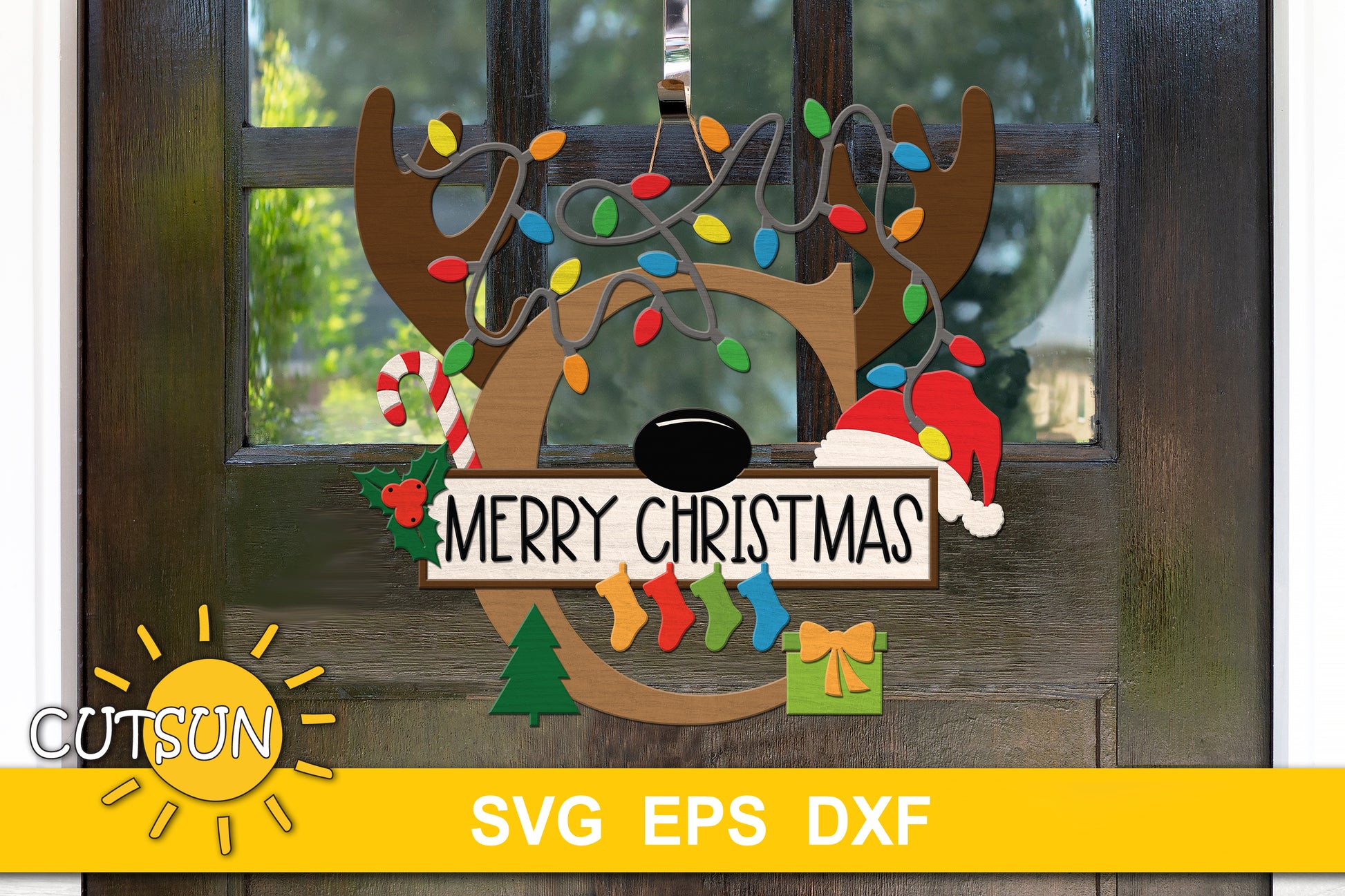 Letter C Christmas monogram door hanger SVG