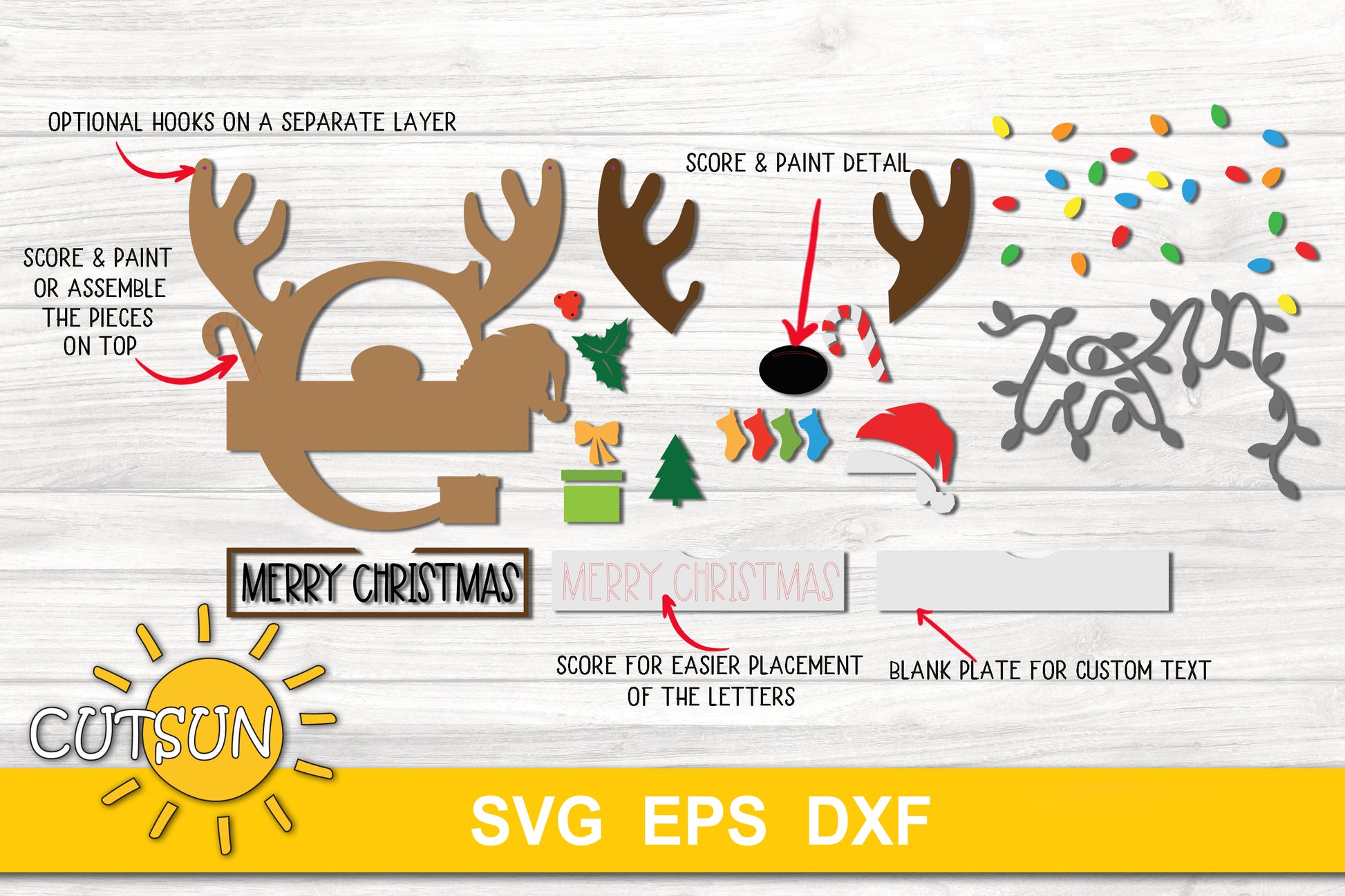 Letter C Christmas monogram door hanger SVG