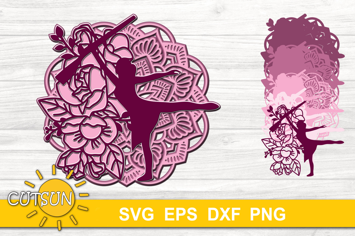 3D Layered Color Guard Girl with a Rifle SVG