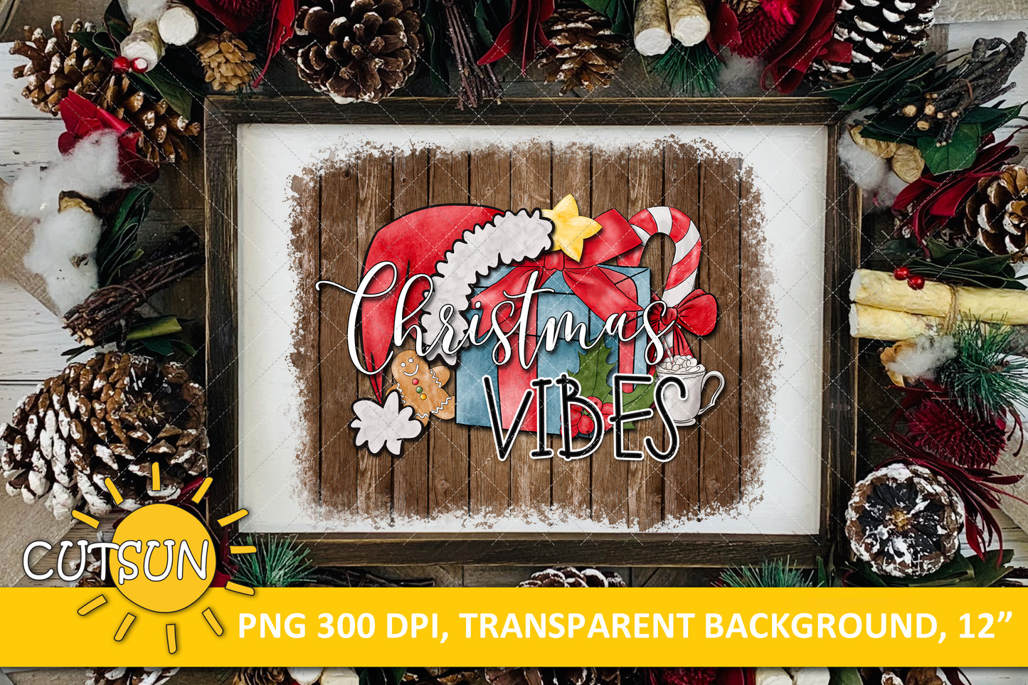 Christmas vibes sublimation design