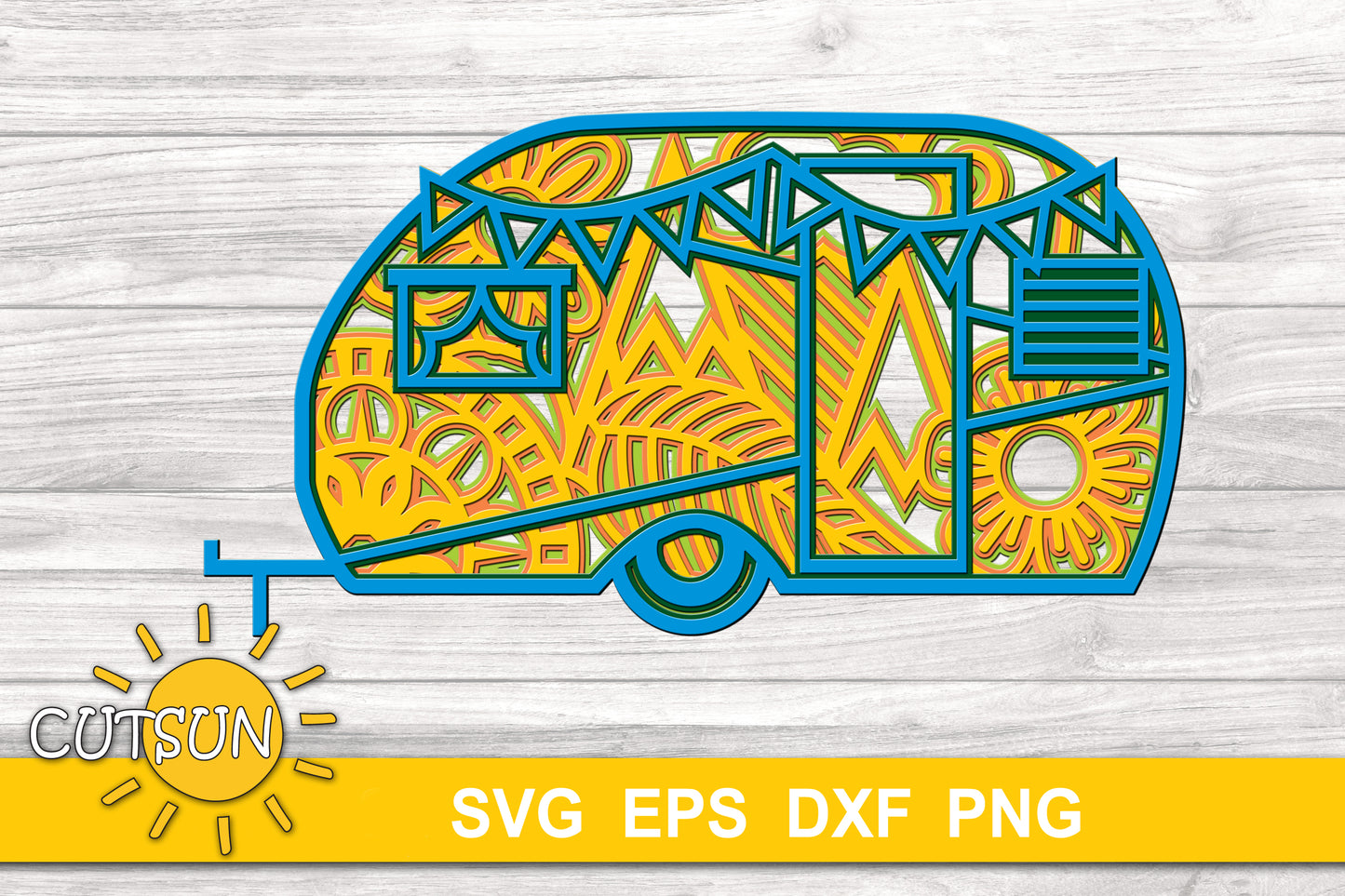 3D layered camper svg