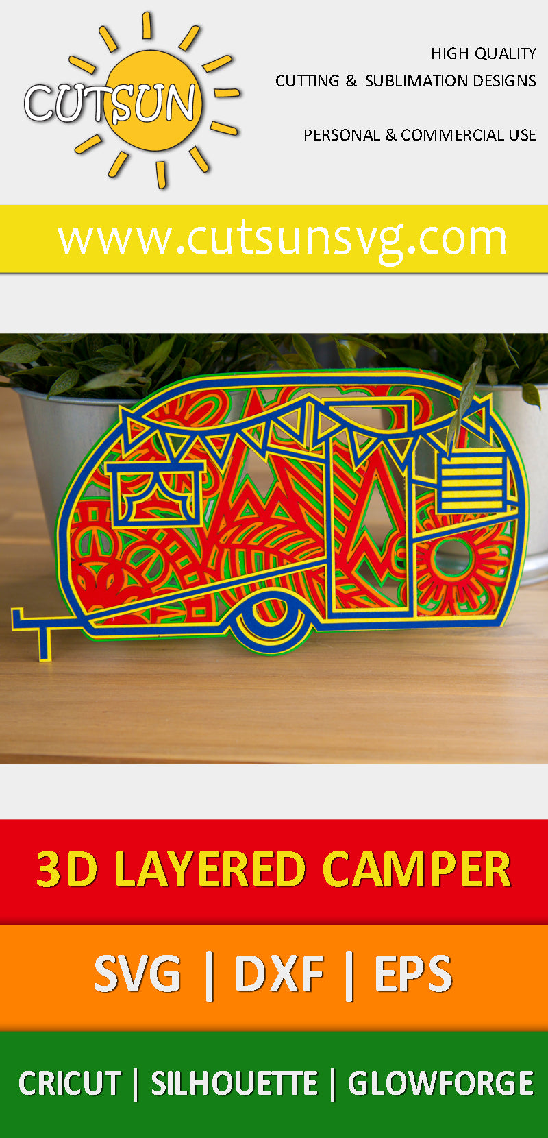 3D layered camper svg