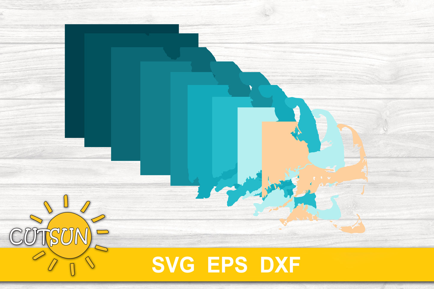 3D Layered Map Cape Cod - 9 layers | Depth map laser cut files | Cricut SVG