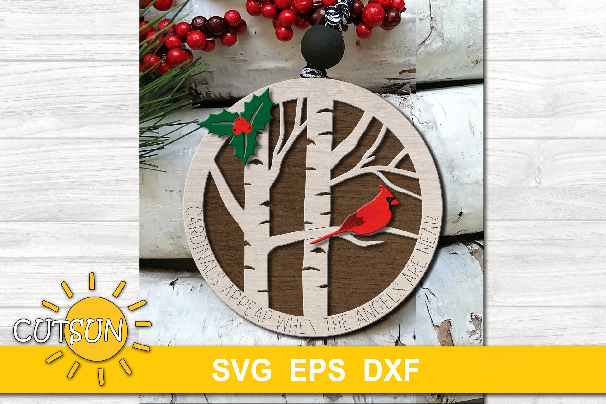 Cardinal Memorial ornament SVG