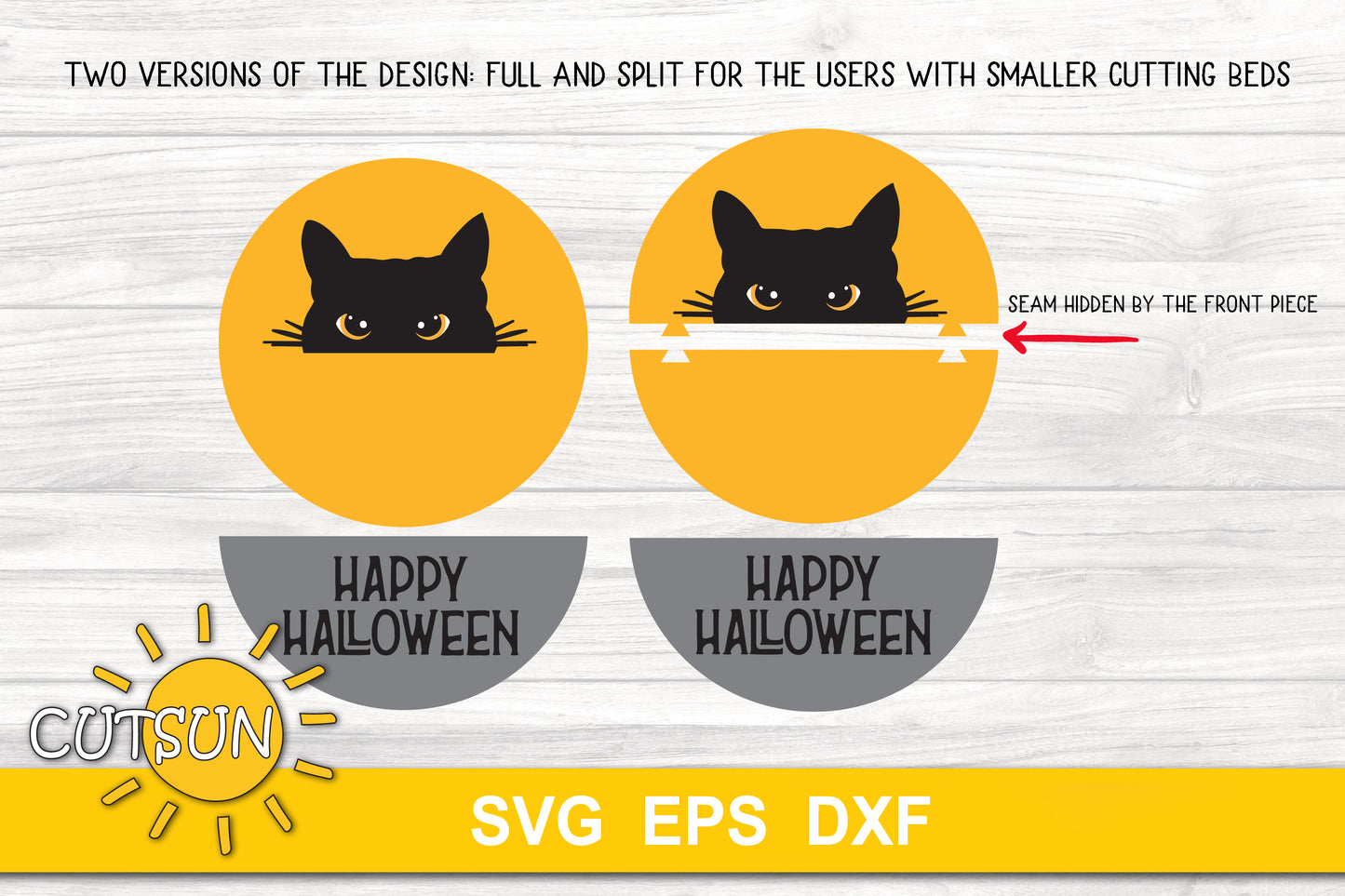 Black cat Halloween Door hanger SVG