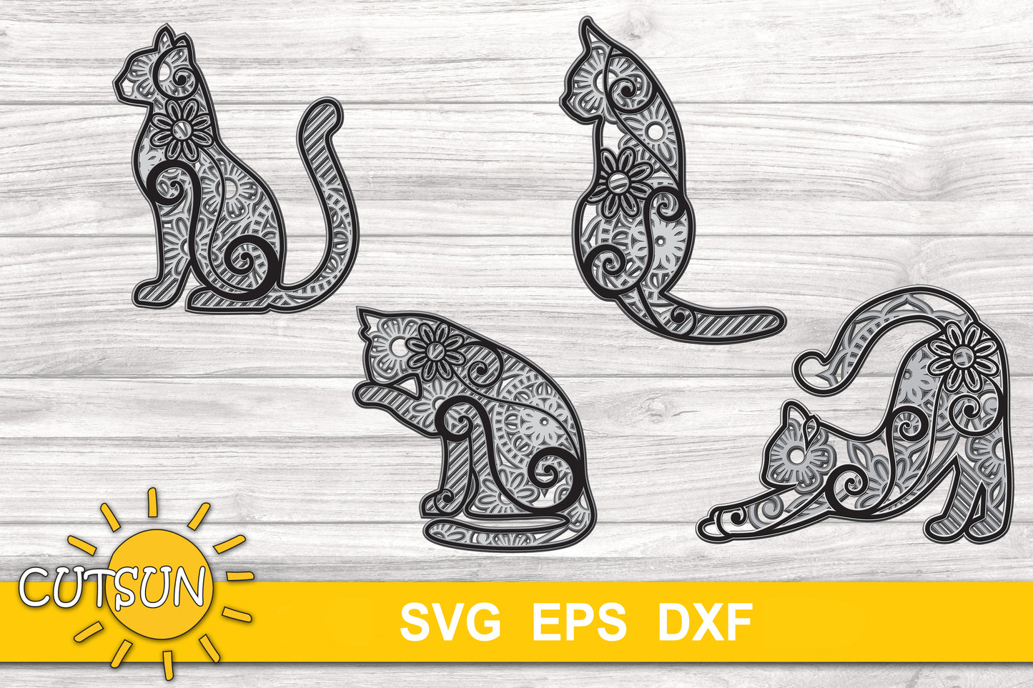 3D layered cats bundle