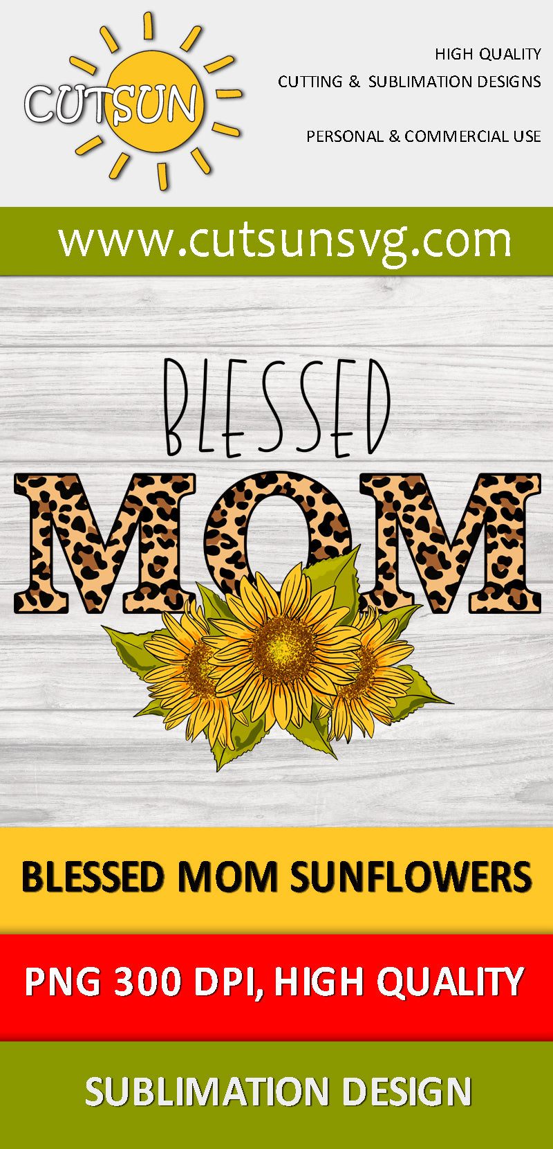 Mom Sublimation design | Blessed Mom Sunflowers sublimation