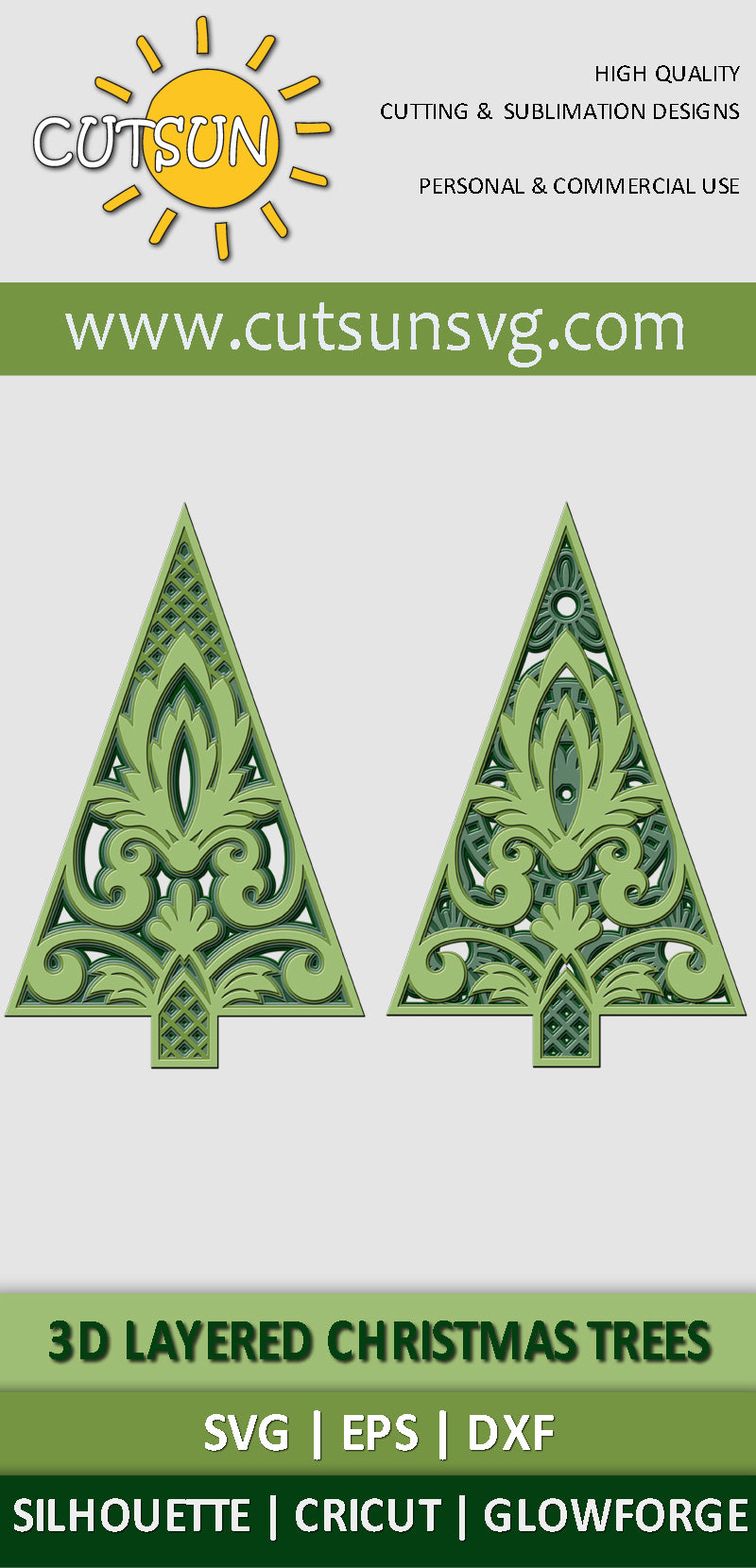 3D Layered Christmas Tree SVG