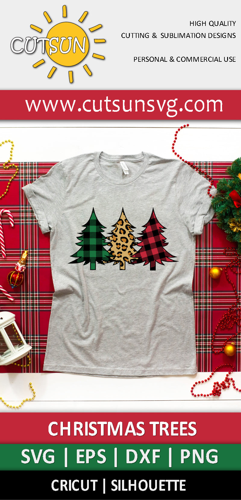 Christmas trees Buffalo Plaid and Leopard