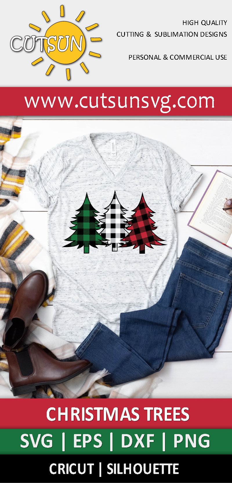 Christmas Trees SVG Plaid