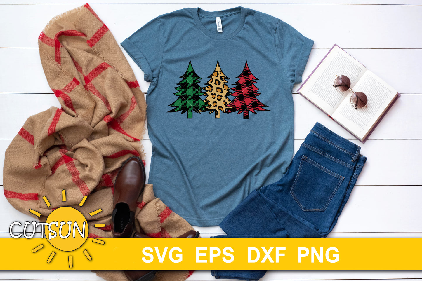 Christmas trees Buffalo Plaid and Leopard